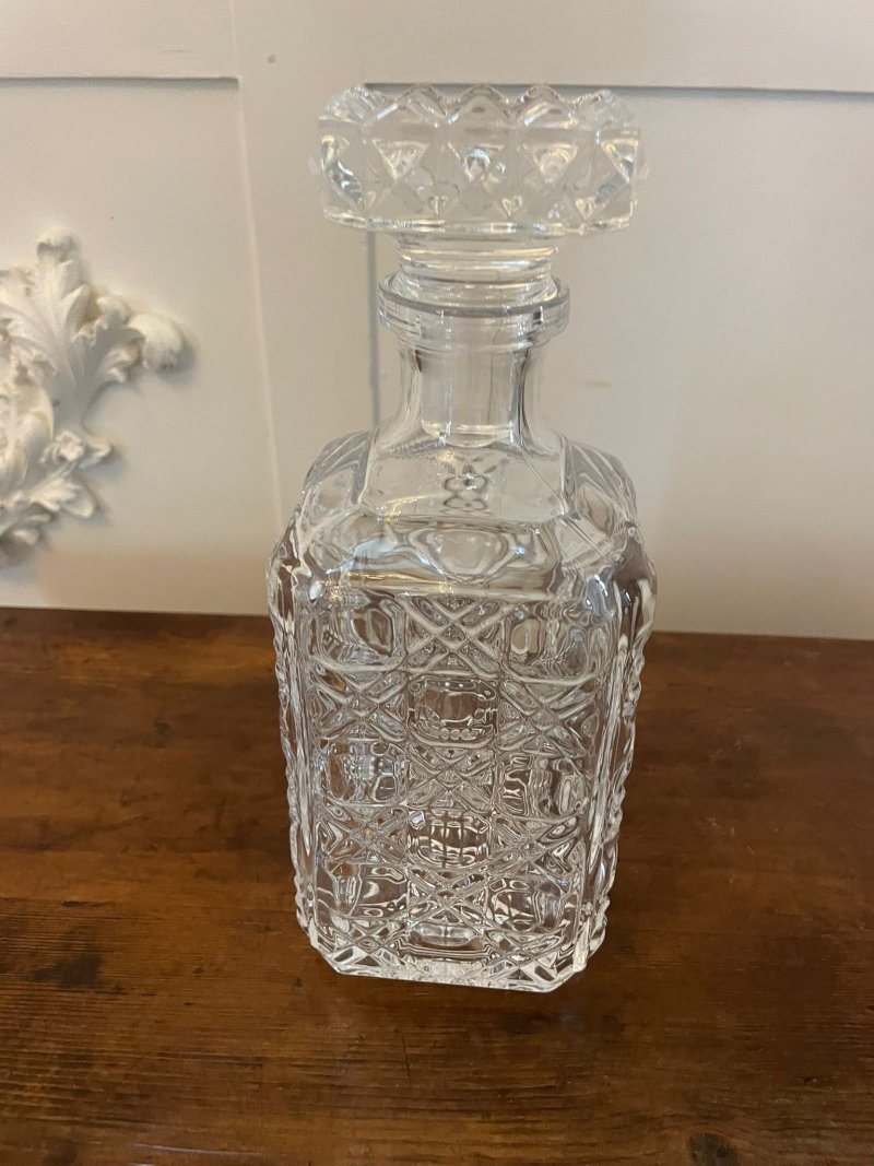 Antique Edwardian Quality Cut Glass Decanter